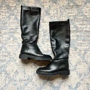 Black Knee-High Leather Boots